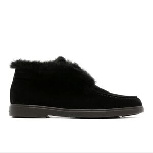 Santoni Black Fur-Trimmed Boots